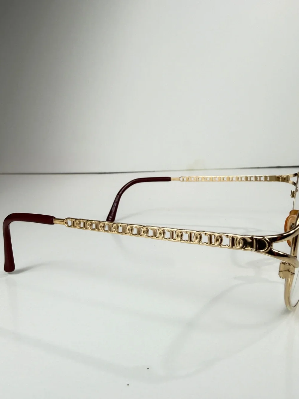 VTG Christian Dior CD 2045A 46F Gold Monogram Chain Link Frames Full VFC Set